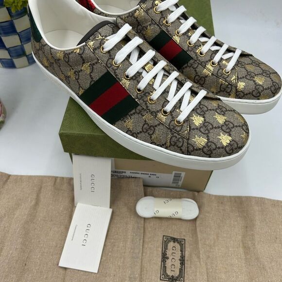 Men's Gucci, GG Supreme ace bee sneakers size 13 made in Italy - Picture 10 of 10